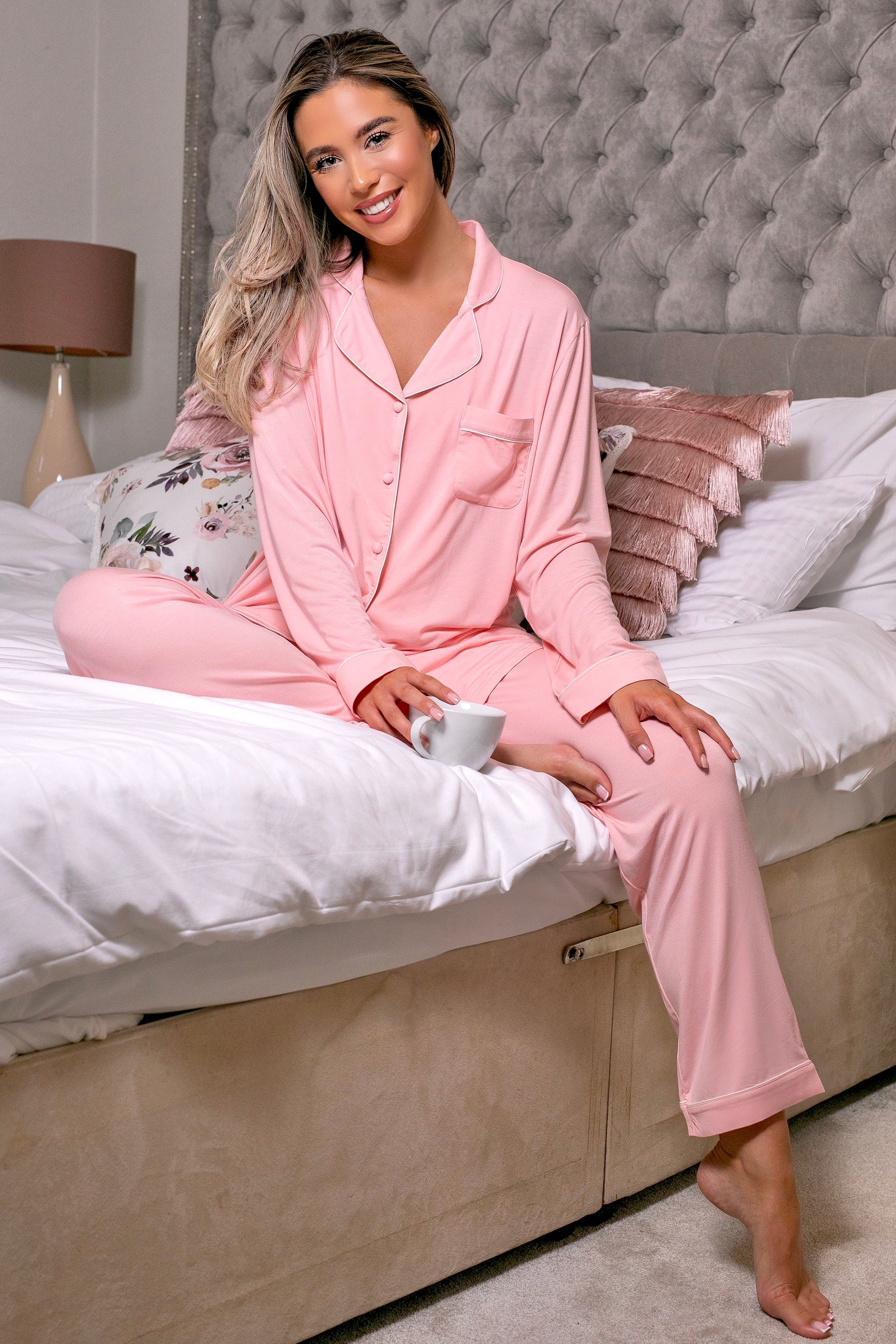 Blush Pink Brushed Cotton Luxe Pyjama Set